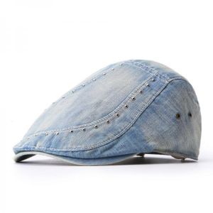 Mens Cotton Rivet Painter Beret Caps Casual Outdoor Visor Forward Hat