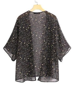 all in one place בגדי נשים S-5XL Women 3/4 Sleeve Shirt Tops Open Front Cardigans