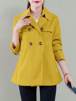 Button Solid Color Long Sleeve Lapel Casual Jacket Coats
