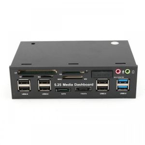 5.25 Inch USB3.0 Drive Bay SD TF Card Reader SATA USB Hub Audio Front Panel Media Dashboard