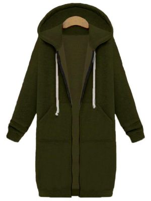 9 Colors Casual Women Long Sleeve Pockets Zip Up Hooded Sweatshirt