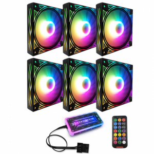 all in one place ציוד היקפי Coolmoon BILLOW 6PCS 12cm Multilayer Backlit RGB CPU Cooling Fan Computer PC Case with the RF Wireless Remote Control