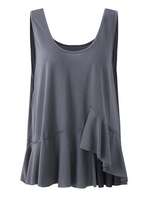 Women O-neck Sleeveless Solid Color Tank Tops