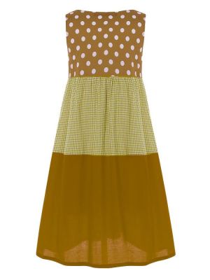 Polka Dot Plaid Print Patchwork Sleeveless Maxi Dress