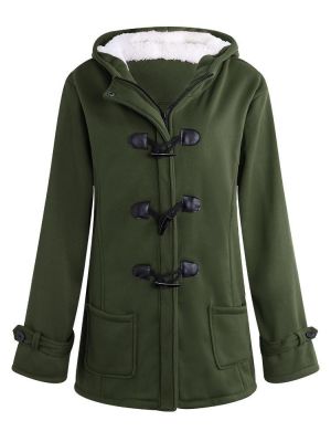 Horn Buttons Long Sleeve Hooded Thicken Coats