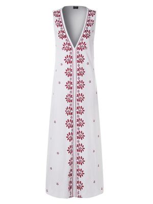Women Casual V Neck Sleeveless Floral Print Long Maxi Dress