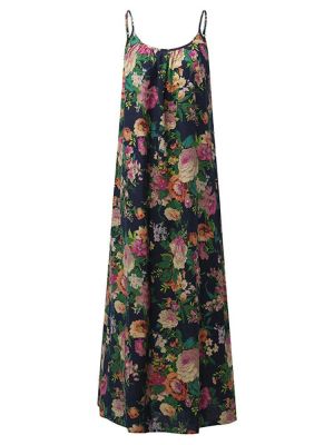 Floral Print O-Neck Loose Cami Dress For Women