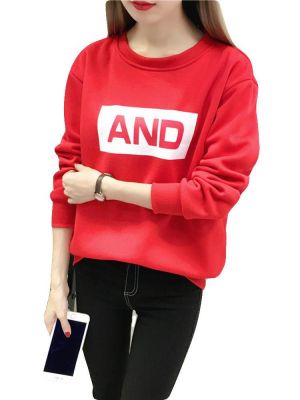 Letters Printed Long Sleeve O-neck Sweatshirt