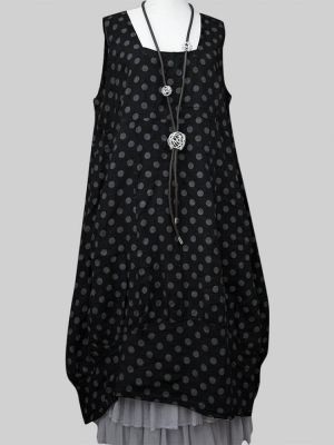 Casual Polka Dot Sleeveless Loose Plus Size Dress