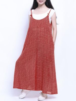Women Loose Dot Spaghetti Strap Jumpsuit