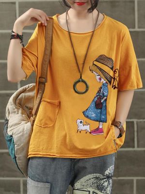 Cartoon Print Patch Blouse