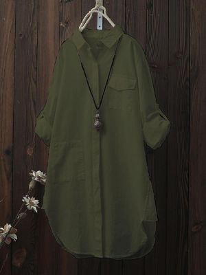 S-5XL Casual Long Sleeves Solid Color Shirts