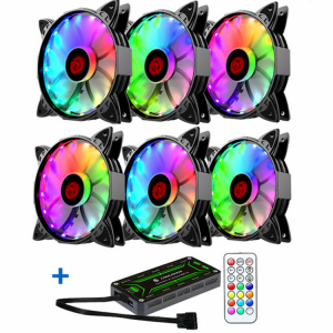 all in one place ציוד היקפי Coolmoon 6PCS Adjustable RGB LED Light Computer Case PC Cooling Fan With The Remote Control