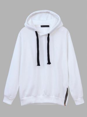 Casual Women Drawstring Long Sleeve Zipper Hem Hoodies