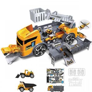 Children&#039;s Simulation Diecast Engineering Vehicle Model Set Deformation Storage Parking Lot Educational Toys