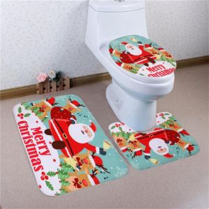all in one place צעצועים, תחביבים ופנאי 3PCS Christmas Home Decoration Snowman Santa Toilet Seat Cover Bathroom Mat Closestool Cover Rug