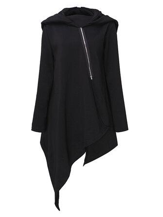 all in one place בגדי נשים Loose Women Long Sleeve Zipper Casual Irregular Hem Sweatshirt