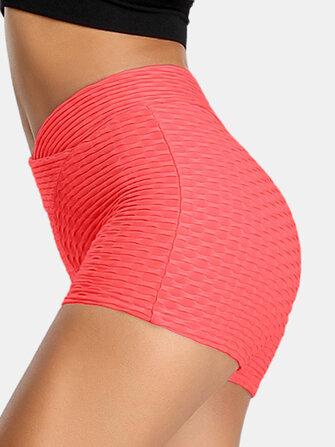 all in one place בגדי נשים Women Solid Color V-Waist Elastic Sports Yoga Shorts