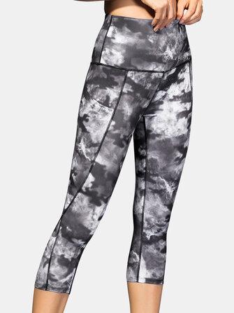 all in one place בגדי נשים Women Tie Dye Quick Dry High Waist Slim Sport Yoga Pants With Side Pocket