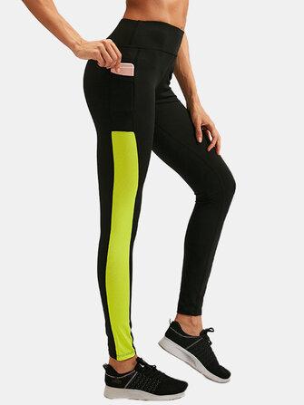 all in one place בגדי נשים Women Contrast Color Quick Dry Moisture Wicking Pocket Sport High Waist Pants