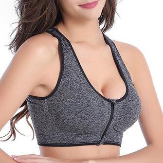 all in one place בגדי נשים Front Zipper Fitness Shockproof Sports Bra