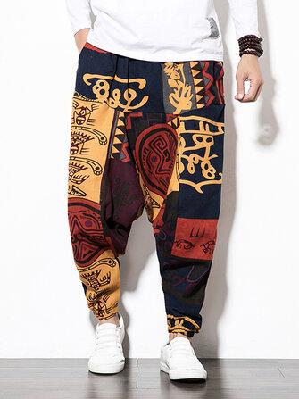 all in one place בגדי גברים Mens Cotton Linen Vintage Harem Pants Hip Hop Wide Leg Pants