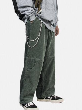 all in one place בגדי גברים Corduroy Mens Drawstring Multi Pocket Solid Color Loose Pants
