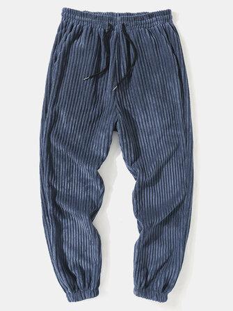 all in one place בגדי גברים Mens Solid Color Corduroy Preppy Homelike Regular Pants