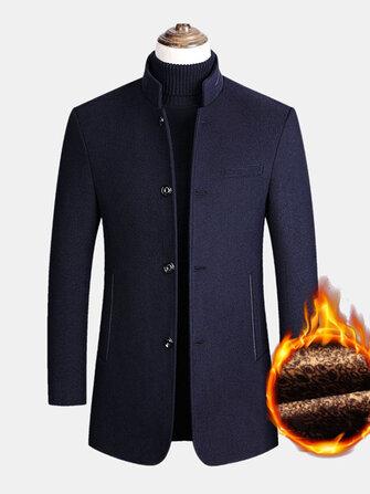 all in one place בגדי גברים Mens Single-Breasted Woolen Thick Warm Pocket Long Sleeve Business Trench Coats