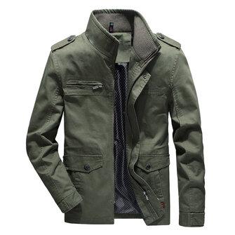 all in one place בגדי גברים Mens Stand Collar Cotton Pocket Autumn Outdoor Cargo Jacket