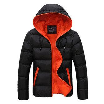 all in one place בגדי גברים Mens Winter Thermal Contrast Color Outdoor Warm Hooded Padded Jacket