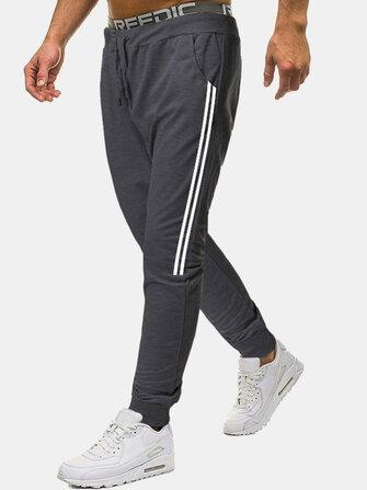 all in one place בגדי גברים Mens Side Striped Cotton Drawstring Waist Sports Casual Jogger Pants
