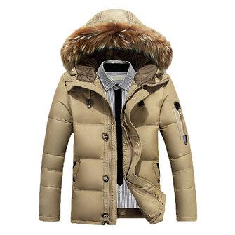 all in one place בגדי גברים Mens Down Jackets Thick Warm Fur Collar Hooded Parkas Puffer
