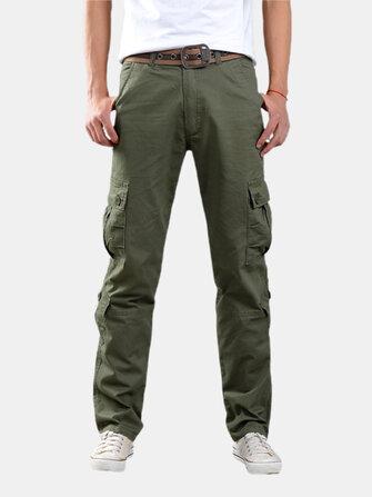 all in one place בגדי גברים Men's Casual Loose Cargo Pants Solid Color Mulit Pockets Sports Outdoor Trousers