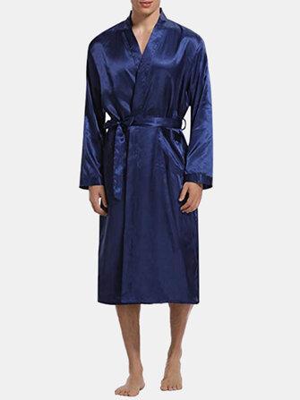 all in one place בגדי גברים Mens Comfortable Mid Long Bathrobe Lightweight Sleepwear Loungewear