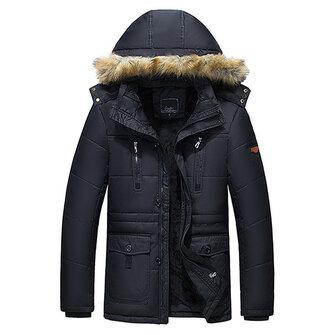 all in one place בגדי גברים Men Winter Wark Thick Fleece Warm Furry Hooded Outdoor Jacket Parkas