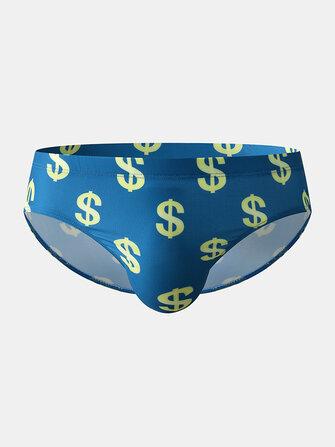 all in one place בגדי גברים Mens Dollar Pattern Print Swimming Trunks