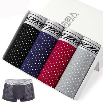 all in one place בגדי גברים 4 Pieces Ice Silk Mesh Breathable Light Thin U Convex Boxer Briefs Underwear for Men