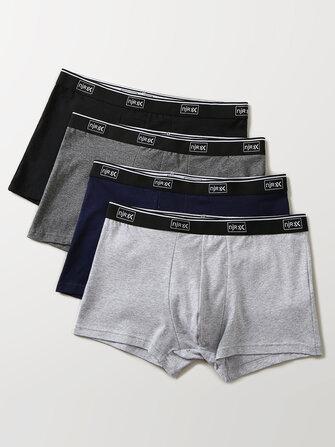 all in one place בגדי גברים Mens Cotton Solid Color Boyshorts 4 Pieces Breathable Thin Elastic Waist Boxers