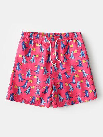 all in one place בגדי גברים Mens Holiday Dinosaur Funny Cartoon Printing Quick Drying Mini Short Beach Shorts