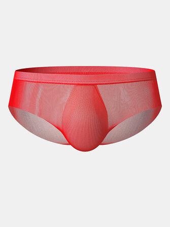 all in one place בגדי גברים Mens Solid Color See Through Breathable Thin Mid Waist Full Hip Home Briefs