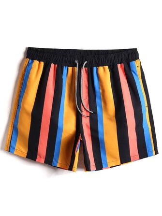 all in one place בגדי גברים Mens Quick Drying Colorful Wide Stripe Drawstring Beach Shorts