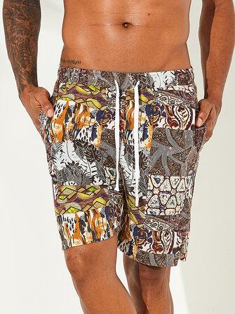 all in one place בגדי גברים Mens Holiday Colorful Printing Elastic Waist Loose Fit Beach Summer Shorts