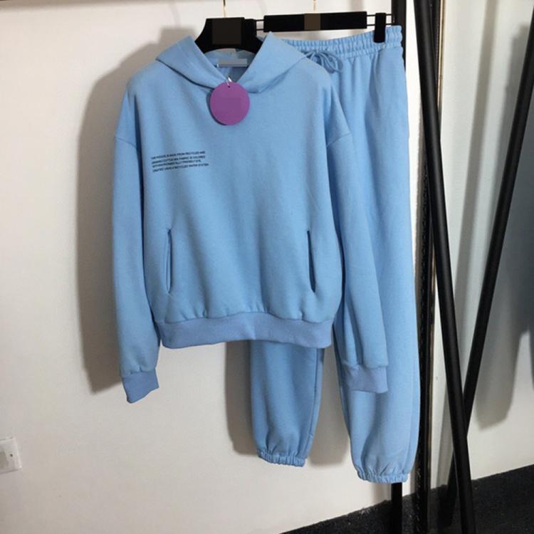 all in one place בגדי נשים 100% Cotton Solid Hoodies Sets Track Pants Women Hooded Sweatshirts Female Pullover Two Pieces Suits