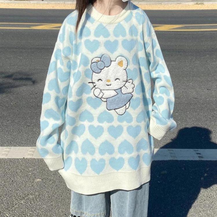 all in one place בגדי נשים Kawaii Sweater Winter Clothes Women 2021 Korean Fashion Pullover Girly Print Oversize Loose Casual O-neck Sweater MINGLIUSILI