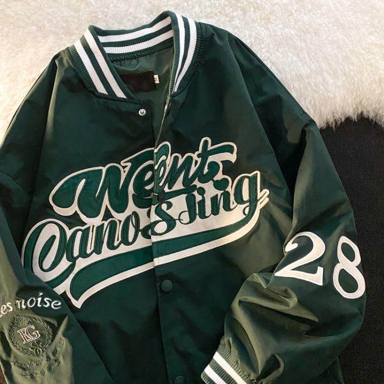 all in one place בגדי נשים European and American alphabet embroidery jackets women street hip-hop baseball uniform coats Y2K couple casual all-match jacket