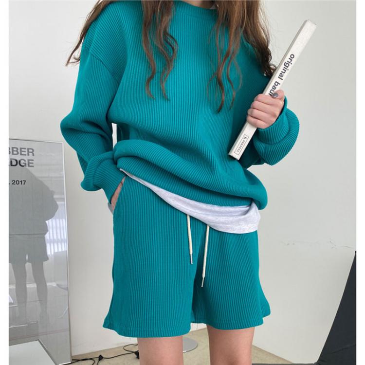 all in one place בגדי נשים Casual Women Two-piece Suit Outfits 2021 Solid Home Loose  Drawstring Shorts 2 Piece Sets Outfits Sports Tracksuit