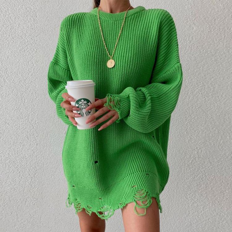 all in one place בגדי נשים Y2k Knitted Women Sweater Dress Oversize 2021 Winter Sexy Pullovers Night Party Wear Hollow Streetwear Long Sleeve Loose Clothes