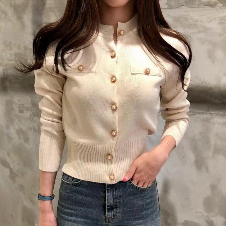 all in one place בגדי נשים JMPRS Fashion Women Cardigan Sweater Spring Knitted Long Sleeve Short Coat Casual Single Breasted Korean Slim Chic Ladies Top