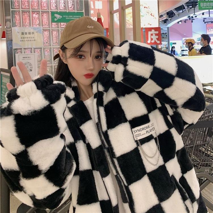 all in one place בגדי נשים 2021 new style plush coat women loose padded coat to keep warm rabbit fur coat women jackets for women coat  oversized jacket